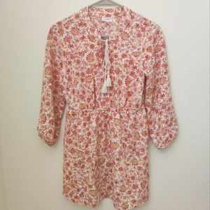 Isabel Maternity Cream Floral Print Tassel Tie Neck Blouse/Top, XS Size.